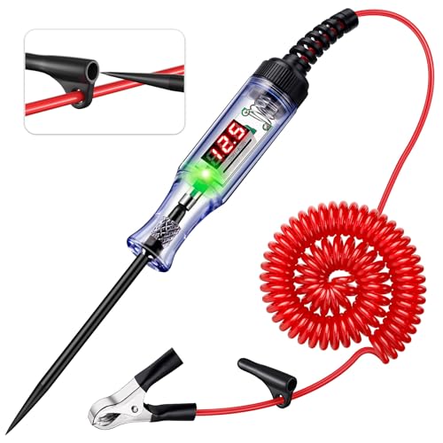 Automotive Test Light with 5-120V LED Digital Voltage Display, Circuit Tester Automotive with Voltmeter & Dual Color Polarity Indicator, Electrical Test Pen with Long Probe for Car RV Fuse Checker - size: 3V-120V