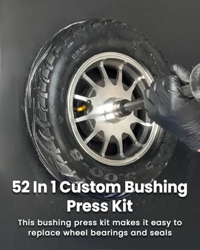 SIXIWANZI 52PCS Bushing Press Kit, Heavy Duty Bushing Bearing and Seal Driver Set | 50 adapters 18-74mm carbon steel, black anodic rust shield, long handle for wheel bearing race seal
