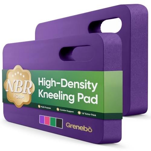 Grenebo 2-Pack Kneeling Pads, Extra Thick NBR, 17.3 x 11 x 1.6 in, Purple | Soft NBR Foam Cushion for gardening kneeling pad use, Knee pad support for Gardening, Baby Bathing, Exercise and Work - color: Purple