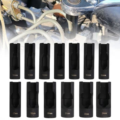 RULLINE 13pcs Upgraded Steel Flare Nut Socket Set for Automotive and Mechanical Applications 1/2" square drive - size: 13pcs