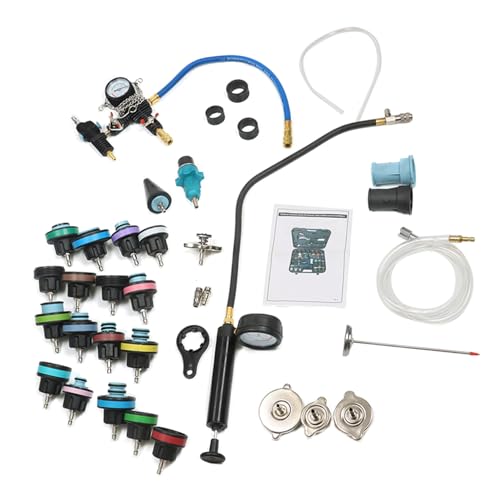 Silscvtt 33 PCS Radiator Pressure Tester Vacuum Cooling System Kit with Gauge Adapter Cap Universal for Auto Car Airlift