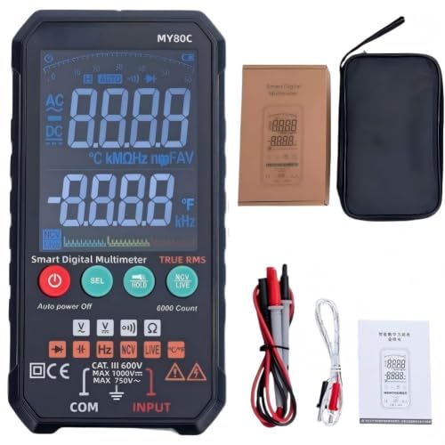 Digital Multimeter with VA Color Display, 6000 Counts True RMS Volt Amp Ohm Tester, Smart Auto-Ranging Electrical Meter for Home and Automotive Repair