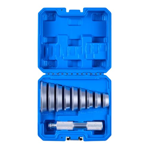 VEVOR 10 Pcs Bushing Bearing Race and Seal Driver Set with 9 Bushings and Handle Shaft, Bushing Driver Tool Set, Heavy Duty Aluminum Alloy Removal Puller Installation Tool Kit - size: 10pcs