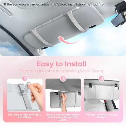 Upgraded Car Sun Visor Mirror Vanity as Gift for Women Men Makeup | Smart Sensor Switch, With protective Case, 3 LED Lighting Modes, 78 LED Beads, Rechargeable, Dimmable, 15-day Battery Life