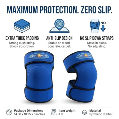 Knee Pads for Men and Women – Work Knee Pads for Gardening, Flooring, Cleaning & Construction, Heavy Duty Non Slip Kneeling Pads with No Straps Dig In, All Day Comfort, Adjustable Secure Fit
