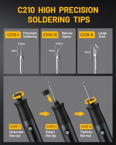 Nefeeko Cordless Soldering Iron Kit, Rechargeable Soldering Iron with Stand | 7s Fast Heating, Auto Sleep/Off, C210 Soldering Iron Tips, Portable Soldering Pen Soldering Gun Kit for Electronics Repair