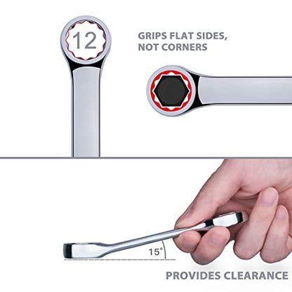 Premium Stubby Combination Wrench Set with Roll-up Pouch, 11-Piece, SAE, 3/8” to 1”, No Skipped Inch Size | Cr-V Steel, Mirror Polished Finish | Short Length and Slim Body, Perfect for Confined Areas - size: SAE Set