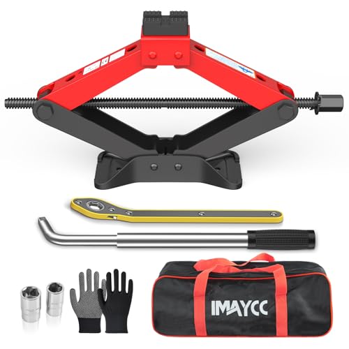 Portable Car Jack Kit 3 Ton, Heavy Duty Scissor Jack for Car, Spair Tire Changing kit with Lug Wrench, Emergency Kit for Car SUV MPV
