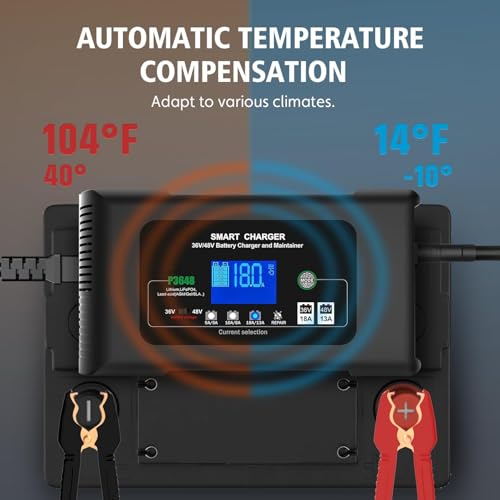 18Amp 36 Volt Golf Cart Battery Charger for EZGO TXT with D Style Plug,Lithium, LiFePO4 Battery Charger,Lead-Acid AGM/Gel/deep Cycle Trickle Charger Maintainer