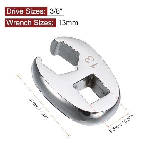 HARFINGTON Drive Crowfoot Wrench 3/8" Drive 13mm Metric Fractional Crowfoot Flare Nut Wrench 40Cr Chrome Plated Open End Crowfoot Wrench for Mechanics Automotive Repair Work - size: 13mm