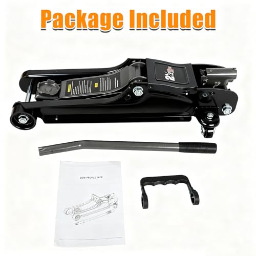 2.5 Ton (5,000 LB) Heavy Duty Floor Jack, Aluminum and Steel Low Profile Hydraulic Car Jack with The Piston Quick Lift Pump，3.5"-13.95" Lifting Range，Black