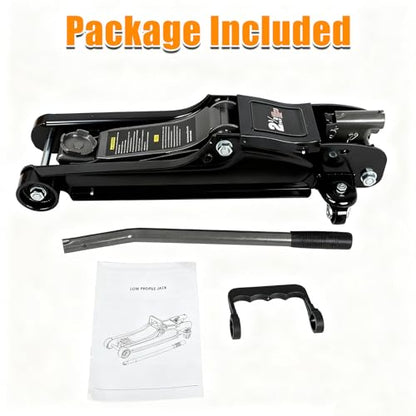 2.5 Ton (5,000 LB) Heavy Duty Floor Jack, Aluminum and Steel Low Profile Hydraulic Car Jack with The Piston Quick Lift Pump，3.5"-13.95" Lifting Range，Black