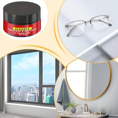 Glass Scratch Remover 50g Instant Removal Detailing Cleaner | Car Windshield Scratch Repair Wax for Auto Truck Sedan RV Home Glass Mirror Stain Oxidation Water Spot