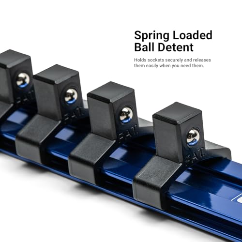 Capri Tools Aluminum Socket Rail, 1/2 in. Drive, 17 in. Long, 16 Socket Clips, Blue - color: Blue, size: 1/2 in. Drive