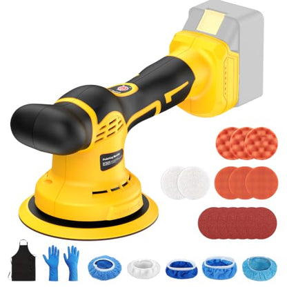 Cordless Car Buffer Polisher kit, 9 Speed Orbital Polisher, 6 Inch Compatible with DEWALT 20V Battery(No Battery),1800-7200RPM, for Car Boat Waxing/Scratch