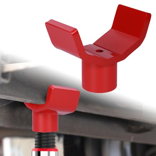Bottle Jack Adapter - Universal Steel Adapter for Safe Jack Lift, Fits 1.61-Inch (41mm) or Smaller Bottle Jacks, Works with Round Axles (4.5" Max) & Square Axles (3.5" Max) - color: Red