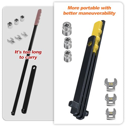 11PCS Universal Serpentine Belt Tool Kit, 3 Sockets (15,16,18mm) & 3 Die Wrench (13,14,15mm), Tensioner Wrench & Belt Removal Tool for Auto Repair, Maintenance & Pulley Release