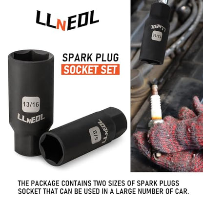 LLNEDL 3/8" Drive Impact Socket Set 95Pcs, Spark Plug Socket (5/8", 13/16"), 6 Point Metric & SAE from 5/16"- 3/4", 8-22mm, CR-V Deep & Shallow Kit with Quick Release Ratchet (72-Tooth) for Home & DIY - color: Red Case