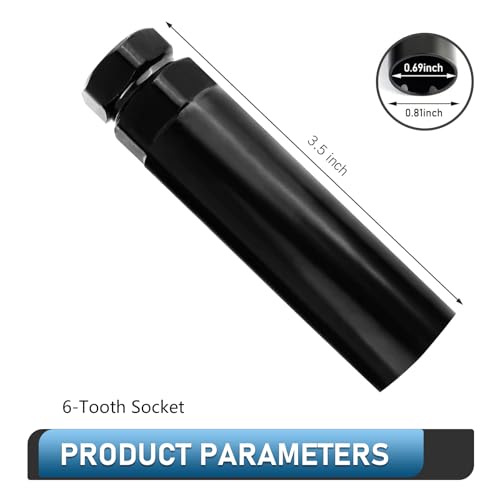 6 Spline Lug Nut Socket, Steel Spline Socket Set, Lug Nut Removal Tool, Wheel Locks Nuts Key for 19 mm (3/4 Inch) & 21 mm (13/16 Inch) Hex Sockets Wrench (Black)