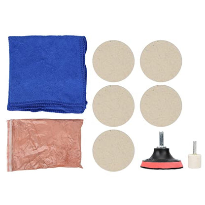 Ejoyous Glass Polishing Kit, Car Windscreen Scratch Remover Window Repair Tool 100g Cerium Oxide Powder Wheel Polishing Pad Kit for Windshield