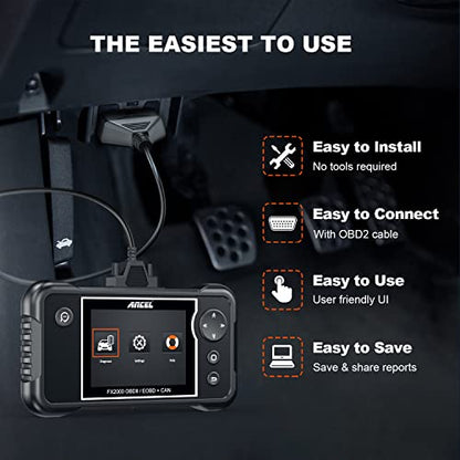 ANCEL FX2000-US OBD2 Scanner Diagnostic Tool, Engine ABS Airbag Transmission Diagnostics with Live Data, Check Engine Light Code Reader for Vehicle Health Diagnosis, Compatible with Most 12V Vehicles