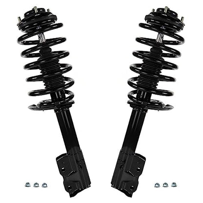 Detroit Axle - FWD Front Steering Knuckles & Wheel Hub Bearings + Struts w/Coil Spring Replacement for Jeep Patriot Compass - 4pc Set - size: 4QU48605/ Big strut kit