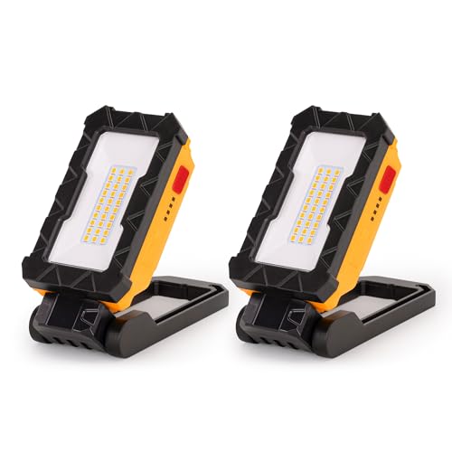 LUTEC Rechargeable Work Light, 1000 Lumens LED Magnetic Light with Magnetic Base and Hanging Hook，360°Rotate and 200°Swivel for Car Repair, Emergency and Camping-2 Pack (Orange) - color: Orange, size: 2 Pack