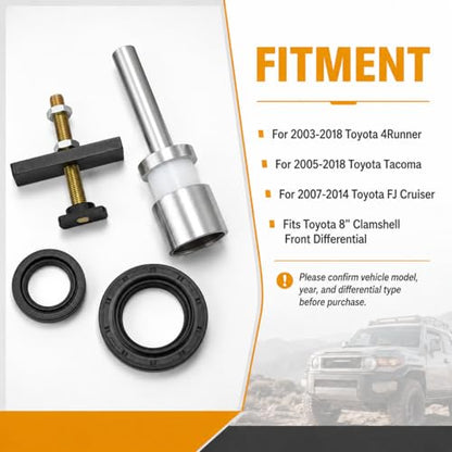CV Axle Bearing Puller Seal Kit for Toyota 8" Clamshell Differential, 03-18 4Runner, 05-18 Tacoma, 07-14 FJ Cruiser, Replaces 18195, with Oil Seals
