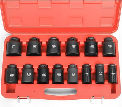 TONYNOL 3/4 Inch Drive Deep Impact Socket Set,6-Point,SAE Sizes(1“-2”),14 PCS,Cr-Mo Steel,Heavy Duty Impact Sockets for Automotive & Industrial Machinery,With a Storage Case - style: 3/4" Drive SAE Sizes(1"-2")