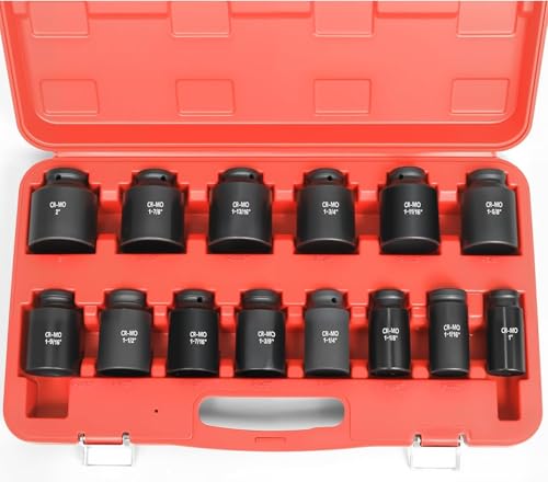 TONYNOL 3/4 Inch Drive Deep Impact Socket Set,6-Point,SAE Sizes(1“-2”),14 PCS,Cr-Mo Steel,Heavy Duty Impact Sockets for Automotive & Industrial Machinery,With a Storage Case - style: 3/4" Drive SAE Sizes(1"-2")