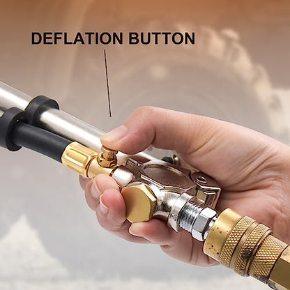 SAFELIFE Tire Inflator 10-120 PSI Tire Pressure Gauge with 18Inch Air Hose，Lock on Air Chuck, Heavy Duty 1/4'' NPT Tire Inflator Gauge Compatible with Air Pump Compressor for Car Truck Motorcycle Bike - size: 18" hose tire inflator gauge