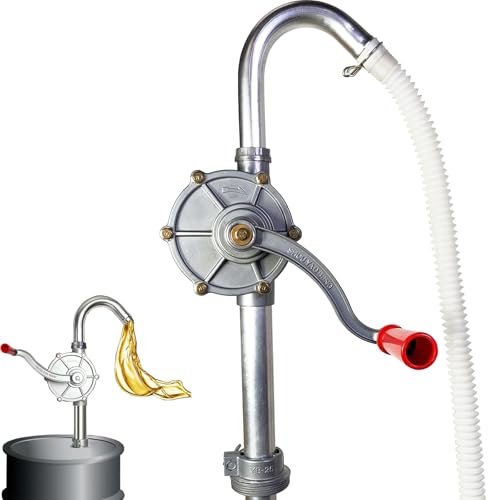 55 Gallon Drum Pump, Barrel Pump for engine oil, diesel fuel, gasoline, kerosene, Hand Pump for 55 Gallon Drum, 50, 5, 15, 30 gal Drum (Red) - color: Red