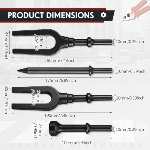 5 Pcs Ball Joint Removal Tool Set 0.94'' and 0.83'' Fork 6.7'' Shovel 4'' Air Hammer Removal Separator Kit with Storage Bag for Automotive Front End Service, Car, Van and Light Truck