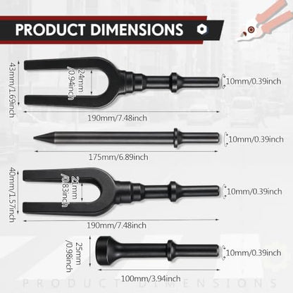 5 Pcs Ball Joint Removal Tool Set 0.94'' and 0.83'' Fork 6.7'' Shovel 4'' Air Hammer Removal Separator Kit with Storage Bag for Automotive Front End Service, Car, Van and Light Truck