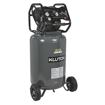 Klutch 29-Gallon Air Compressor, 2.5 HP, 120V, 175 PSI, 5.1 CFM at 90 PSI | Oil-free vertical design, Quick recovery, Nailing and painting use, Large wheels, Maintenance-friendly tank drain - size: 29 Gallon