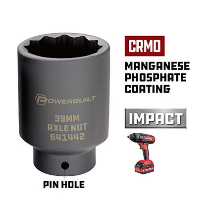 Powerbuilt Axle Nut Socket Kit, 8 Piece, 1/2 Inch Drive, 6 and 12 Point, Remove Axle Nuts, Car Vehicle Wheel Repair Tools, Storage Case - 647883 - style: 8 Piece