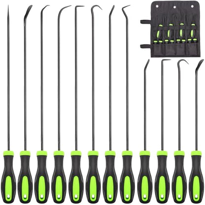 Doaho 12PCS Automotive Hook and Pick Tool Set,Long & Mini Precision Puller Remover Tool Kit for Auto O-Ring,Seal & Gasket Removal,Mechanic Professional Tools,Car Repair Essentials - color: Green-12 Pcs Hook and Pick Tool Set