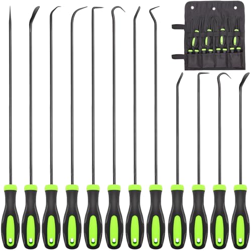 Doaho 12PCS Automotive Hook and Pick Tool Set,Long & Mini Precision Puller Remover Tool Kit for Auto O-Ring,Seal & Gasket Removal,Mechanic Professional Tools,Car Repair Essentials - color: Green-12 Pcs Hook and Pick Tool Set