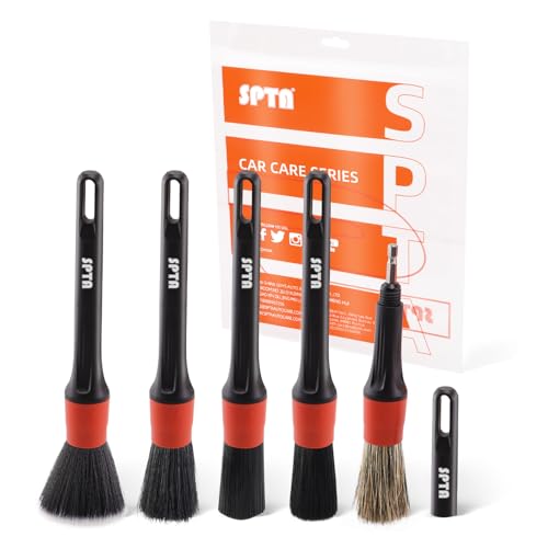 Car Drill Brush, Drill Brush Attachment SPTA 5Pcs Detachable Car Care Detailing Brush Set Soft No Scratch Boar Hair Detail Brush Car Care Detail Brush for Air Vent Automotive Interior Exterior -DF075 - color: Car Detail Brush Set 7