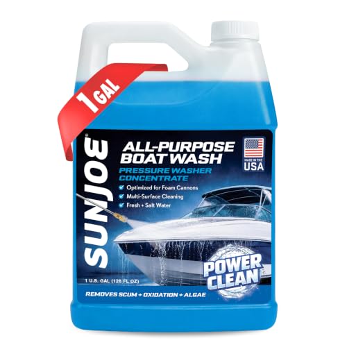 Sun Joe All-Purpose Boat Wash Cleaner for Pressure Washer, Concentrate Formula, Citrus Scent, 1 Gallon - Marine Cleaning Solution for Metal, Wood, Fiberglass, and Exterior Surfaces, SPX-APBW1G - style: Boat and RV Cleaner