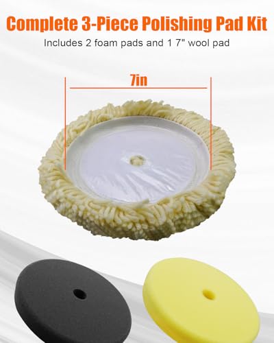 7" Polishing and Finishing Pad Kit Replace 49-36-2783 49-36-2784 49-36-2785, Fit for Milwaukee M18 Polisher 2738, 7 inch