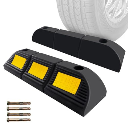 Parking Stopper for Garage Floor, Heavy Duty Rubber Car Wheel Curb Stoppers Bumpers Block for Your Vehicle, Parking Aid Gadgets Tire Stops for Home Garage Wall, Parking Lot & Driveway 2 Pcs - size: 3.5''Height2Pcs