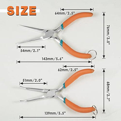 Mini Pliers Set - Straight, Bent & Needle Nose Pliers for Jewelry Making & Small Object Gripping - style: Bent & Straight Needle Nose Plier