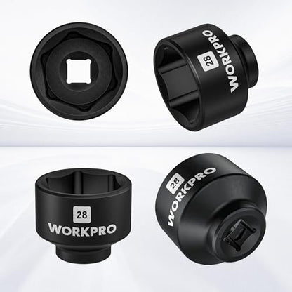 WORKPRO 28mm Oil Filter Socket Wrench, Oil Filter Removal Tool, Oil Filter Change Set, Ideal for Some Dodge Ram 6.7L Cummins Oil/Fuel Filter Canister - style: 28mm