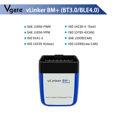 Vgate vLinker BM+ Bluetooth LE OBD2 Scanner Diagnostic Tool for Bimmercode | Code Reader OBD Adapter BMW Android iOS Windows - size: BM+ -iOS & Android & Windows