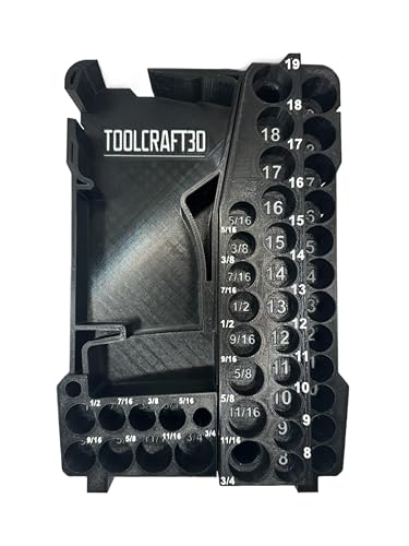 ToolCraft3d Design 3d Printed Insert Designed for Milwaukee Packout Organizer and Gen2 M12 Stubby 3/8" Impact (Insert Only) (Black) - color: Black