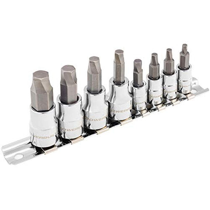 Powerbuilt 240093 8 Piece Zeon SAE Hex Bit Socket Set - with use for Damaged Fasteners, Standard, Rusted, Rounded Bolts,Size from 1/8" to 3/8" - style: SAE