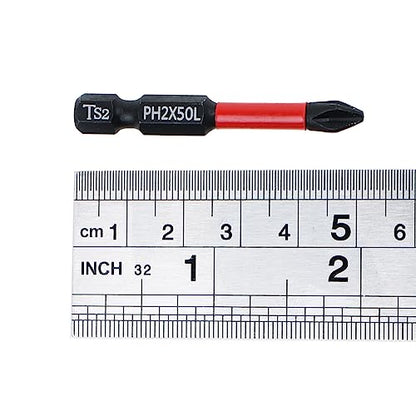 10 Pack PH2 Magnetic Anti-Slip Impact Driver Bits, 2 Inch | 2" Long Phillips Bits with Anti-Slip Tip, Strong Magnetic Holding Impact-rated Durability Phillips #2 Bits for Impact Driver - size: Length:50mm