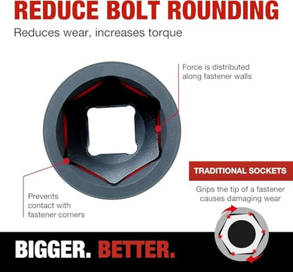 TIGHTSPOT 1/2" Dr 1 3/4 Inch Deep Socket, Anti-Round 6-Pt, CRMO Steel - size: 1/2” Drive 1 3/4” Deep Impact Socket - 6pt, style: 1/2" Drive Deep Socket