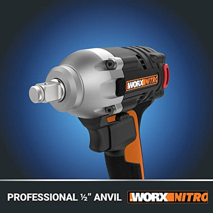WORX 20V 1/2" Cordless Impact Wrench, WX272L | Brushless Motor, Battery Included, Charger Included - style: 20V Cordless Brushless Impact Wrench(Battery Pack & Charger)
